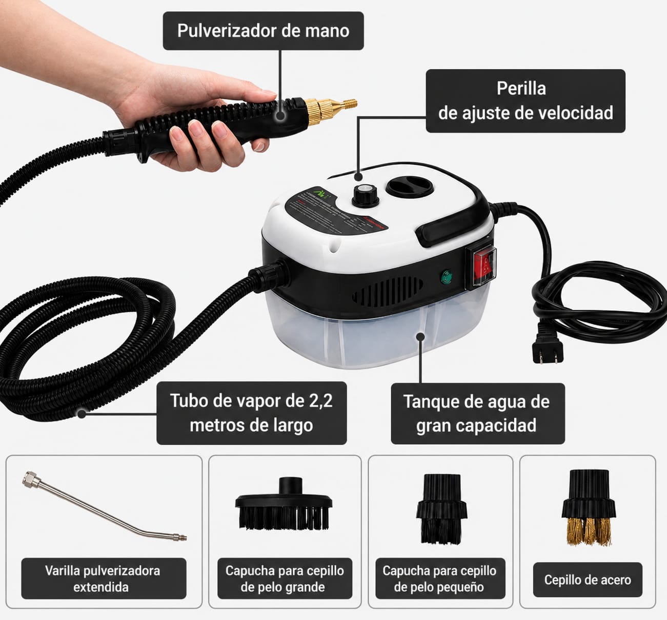 Limpiador A Vapor Presion 2500w Portatil